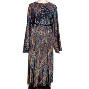 Howard Wolf 2 Piece Blouse Skirt Set 12 Paisley Colorful Maximalist Coordinates